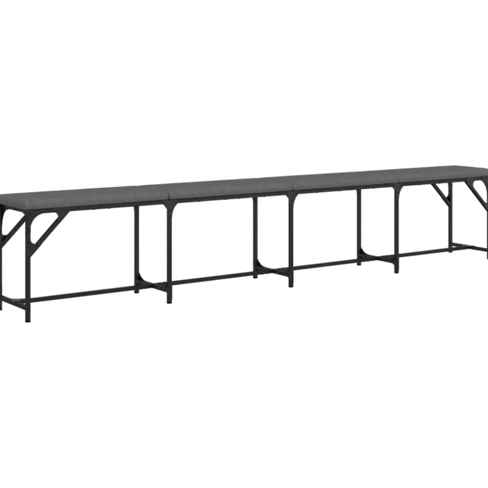 vidaXL Eetkamerbank 248x32x45 cm staal en stof donkergrijs