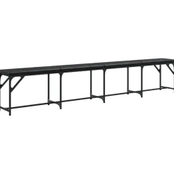 vidaXL Eetkamerbank 248x32x45 cm staal en kunstleer zwart