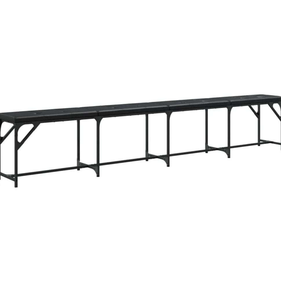 vidaXL Eetkamerbank 248x32x45 cm staal en kunstleer zwart
