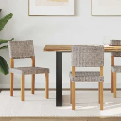 vidaXL Eetkamerstoel 2 pcs Kubu grijs 46 x 55 x 84 cm Kubu Rattan