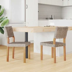 vidaXL Eetkamerstoel 2 pcs Kubu grijs 46 x 55 x 84 cm Kubu Rattan
