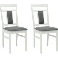 vidaXL Eetkamerstoel 2 pcs Wit en Grijs Massief Rubberhout