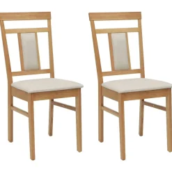 vidaXL Eetkamerstoel 2 pcs Natuurlijk en Licht Massief Rubberhout