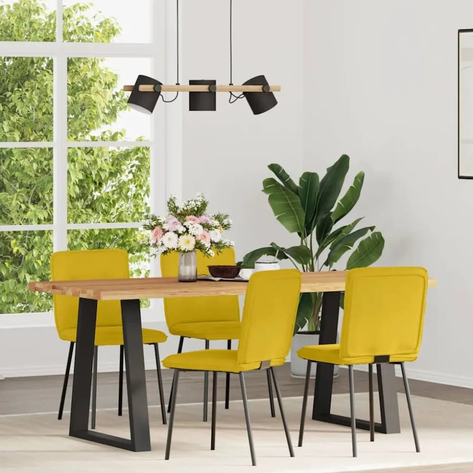vidaXL Eetkamerstoelen 4 st fluweel geel