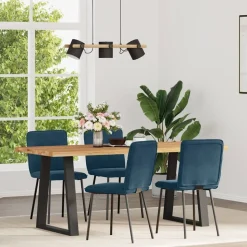 vidaXL Eetkamerstoelen 4 st fluweel blauw