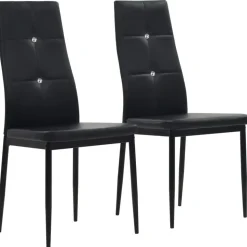 vidaXL Eetkamerstoelen 2 st kunstleer zwart