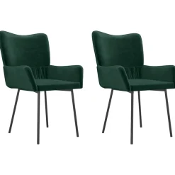 vidaXL Eetkamerstoelen 2 st fluweel donkergroen