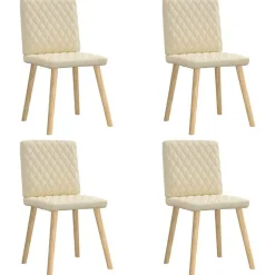 vidaXL Eetkamerstoelen 4 st stof crèmekleurig