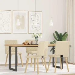 vidaXL Eetkamerstoelen 4 st stof crèmekleurig