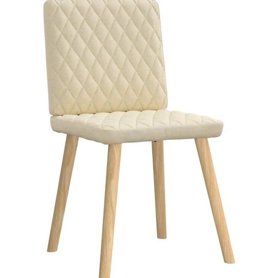vidaXL Eetkamerstoelen 4 st stof crèmekleurig
