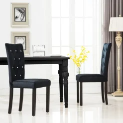 vidaXL Eetkamerstoelen 2 st fluweel zwart