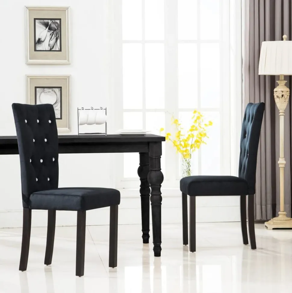 vidaXL Eetkamerstoelen 2 st fluweel zwart