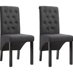 vidaXL Eetkamerstoelen 2 st stof donkergrijs