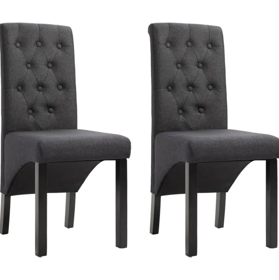 vidaXL Eetkamerstoelen 2 st stof donkergrijs