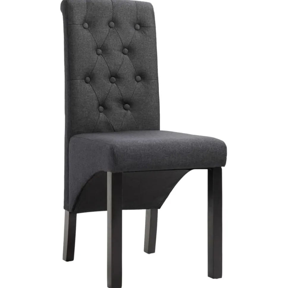 vidaXL Eetkamerstoelen 2 st stof donkergrijs