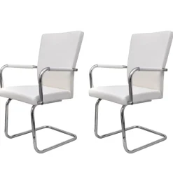 vidaXL Eetkamerstoelen 2 st kunstleer wit
