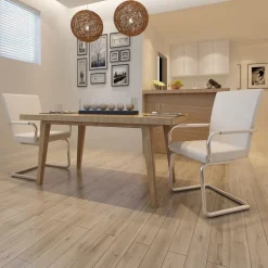 vidaXL Eetkamerstoelen 2 st kunstleer wit