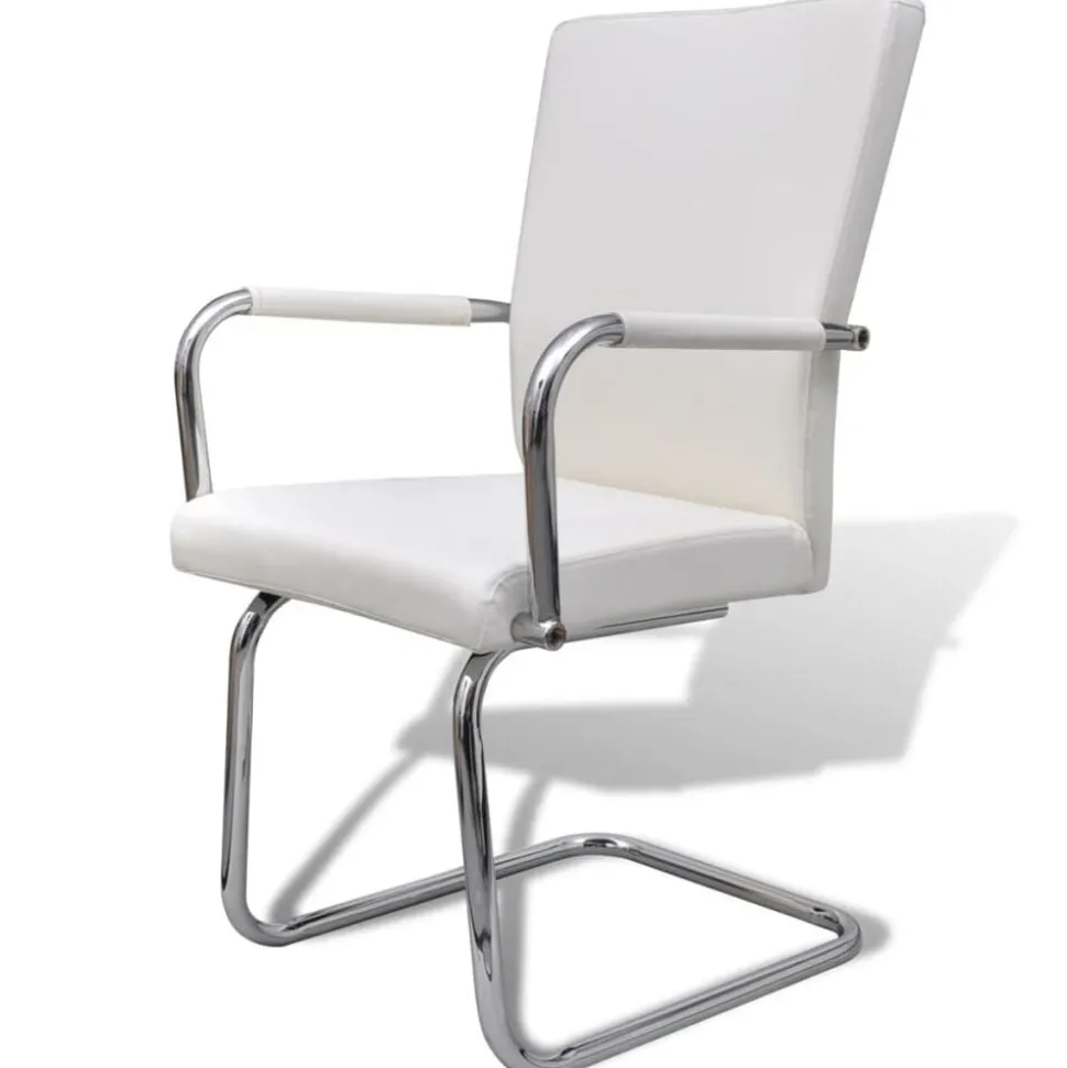 vidaXL Eetkamerstoelen 2 st kunstleer wit