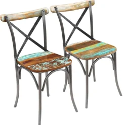vidaXL Eetkamerstoelen 2 st massief gerecycled hout