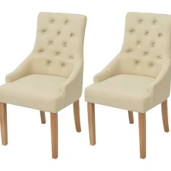 vidaXL Eetkamerstoelen 2 st stof crèmekleurig