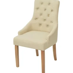 vidaXL Eetkamerstoelen 2 st stof crèmekleurig