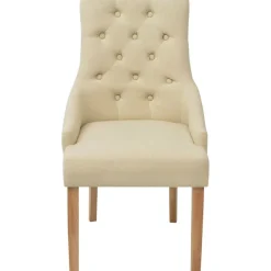 vidaXL Eetkamerstoelen 2 st stof crèmekleurig