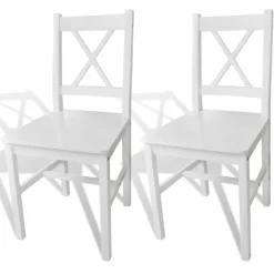 vidaXL Eetkamerstoelen 2 st grenenhout wit