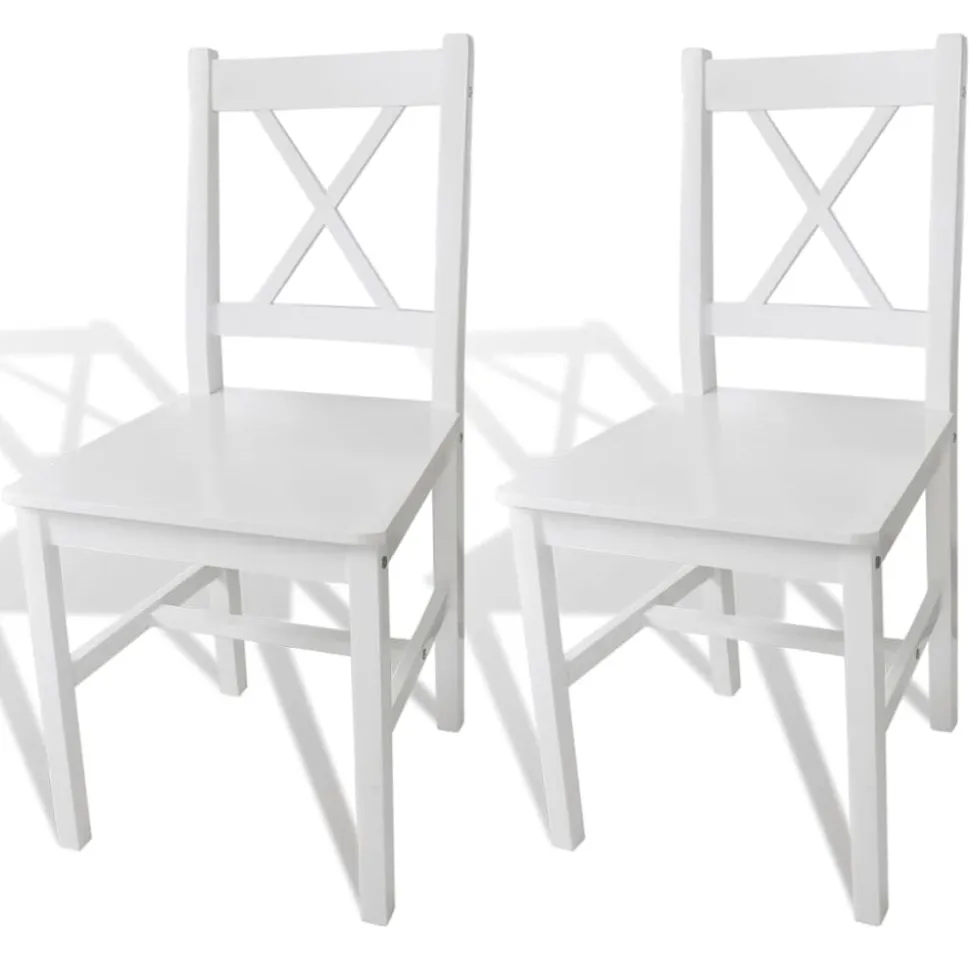 vidaXL Eetkamerstoelen 2 st grenenhout wit