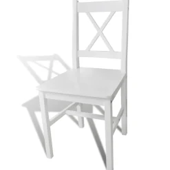 vidaXL Eetkamerstoelen 2 st grenenhout wit