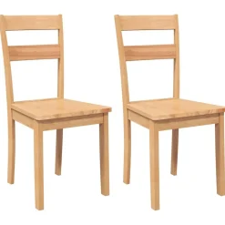 vidaXL Eetkamerstoelen 2 st massief hout naturel rubber
