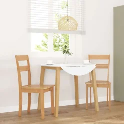 vidaXL Eetkamerstoelen 2 st massief hout naturel rubber