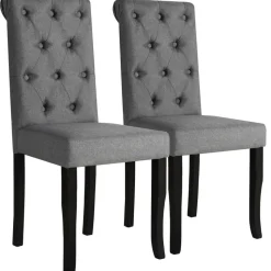 vidaXL Eetkamerstoelen 2 st stof donkergrijs