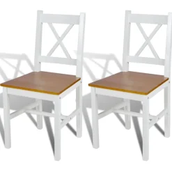 vidaXL Eetkamerstoelen 2 st grenenhout wit