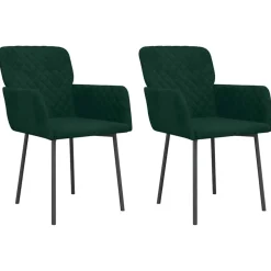 vidaXL Eetkamerstoelen 2 st fluweel donkergroen