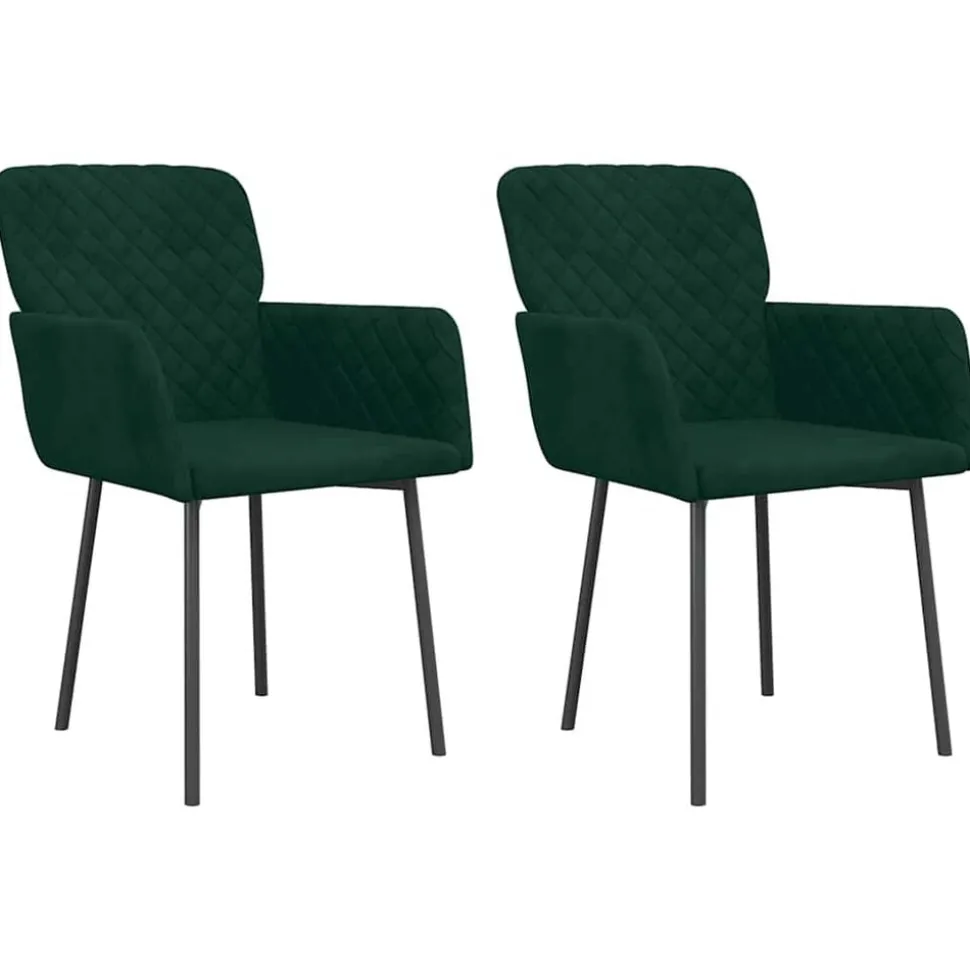 vidaXL Eetkamerstoelen 2 st fluweel donkergroen