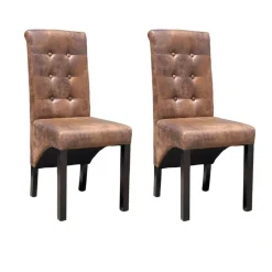 vidaXL Eetkamerstoelen 2 st kunstleer bruin