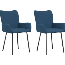 vidaXL Eetkamerstoelen 2 st stof blauw