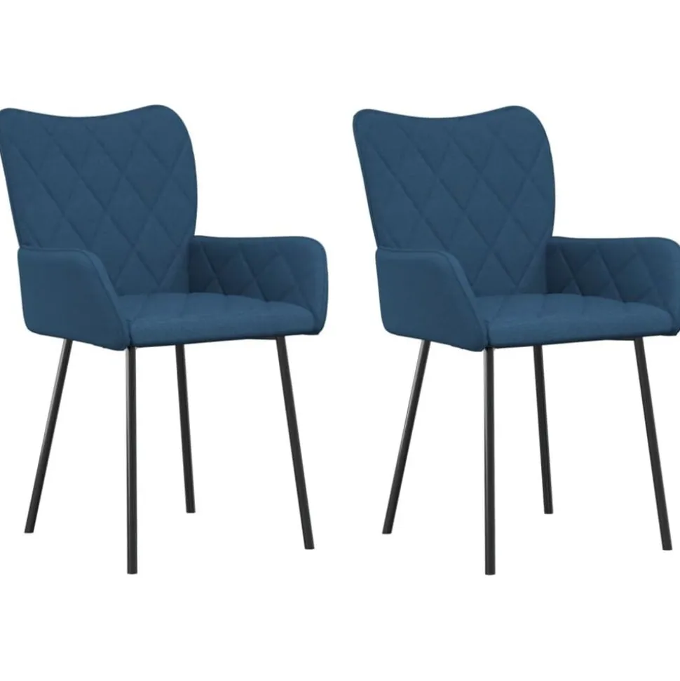 vidaXL Eetkamerstoelen 2 st stof blauw