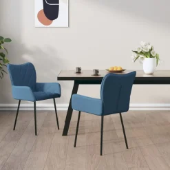 vidaXL Eetkamerstoelen 2 st stof blauw