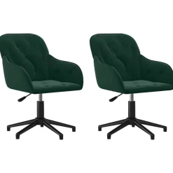 vidaXL Eetkamerstoelen draaibaar 2 st fluweel donkergroen