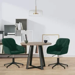 vidaXL Eetkamerstoelen draaibaar 2 st fluweel donkergroen