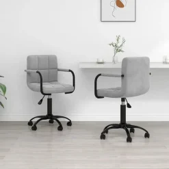 vidaXL Eetkamerstoelen draaibaar 2 st fluweel lichtgrijs