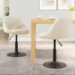 vidaXL Eetkamerstoelen draaibaar 2 st fluweel crèmekleurig
