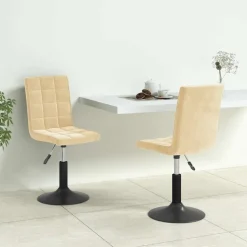 vidaXL Eetkamerstoelen draaibaar 2 st fluweel crèmekleurig