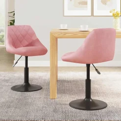 vidaXL Eetkamerstoelen draaibaar 2 st fluweel roze