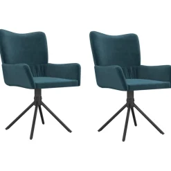 vidaXL Eetkamerstoelen draaibaar 2 st fluweel blauw