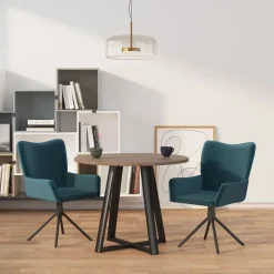 vidaXL Eetkamerstoelen draaibaar 2 st fluweel blauw