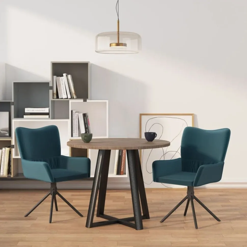 vidaXL Eetkamerstoelen draaibaar 2 st fluweel blauw