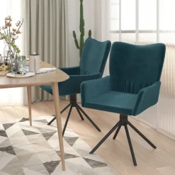 vidaXL Eetkamerstoelen draaibaar 2 st fluweel blauw