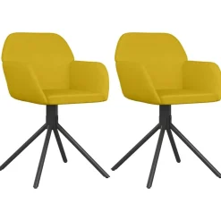 vidaXL Eetkamerstoelen draaibaar 2 st fluweel geel